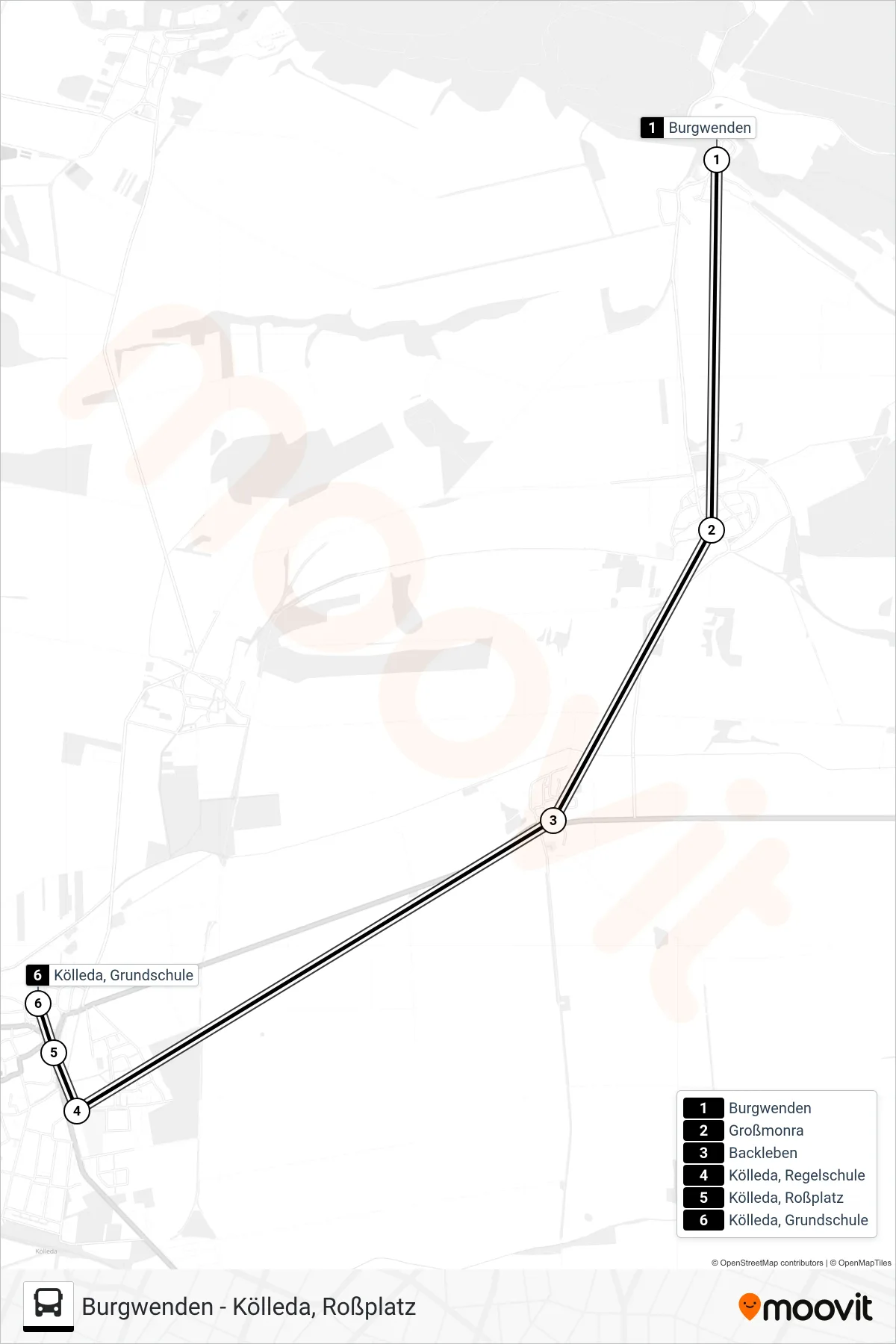 210 bus Line (Kölleda, Grundschule) route and stops on a map