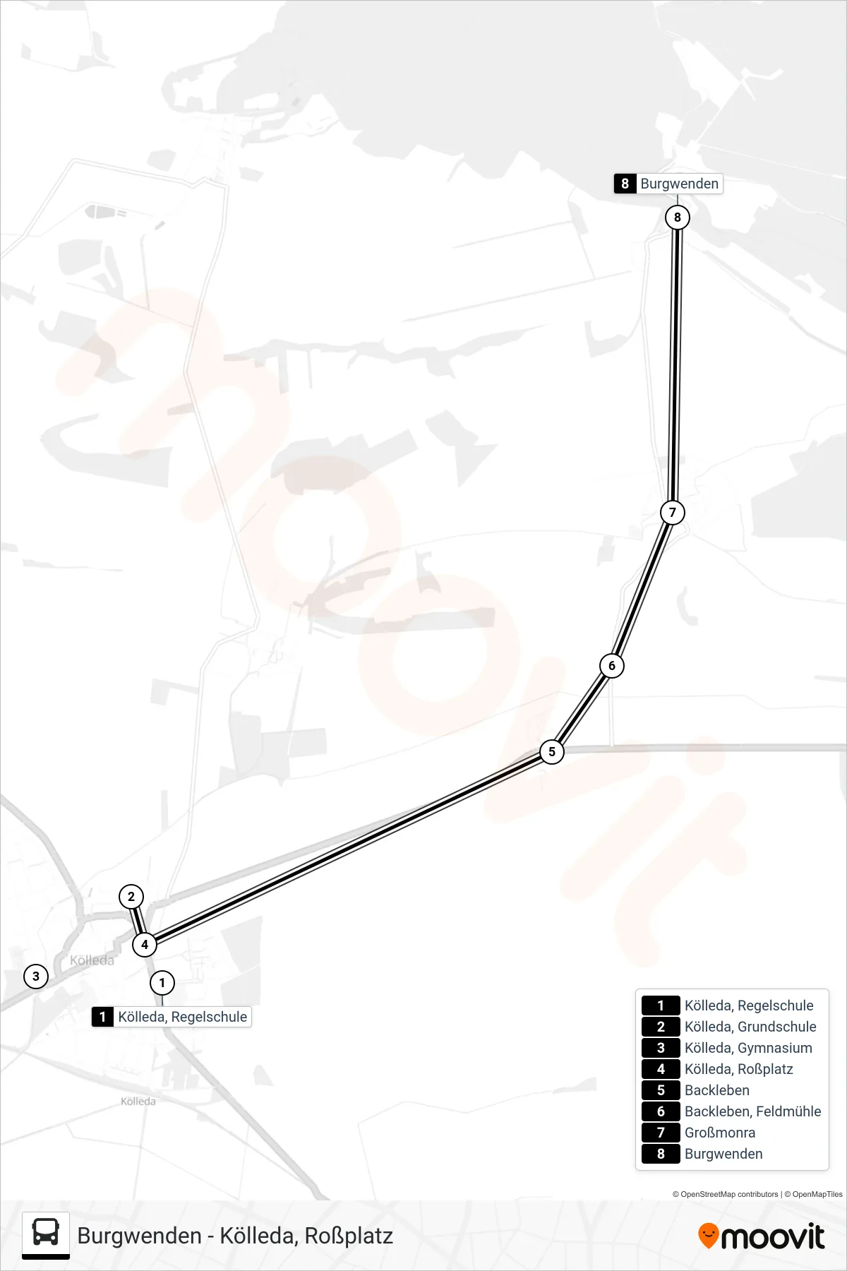 210 bus Line (Burgwenden) route and stops on a map