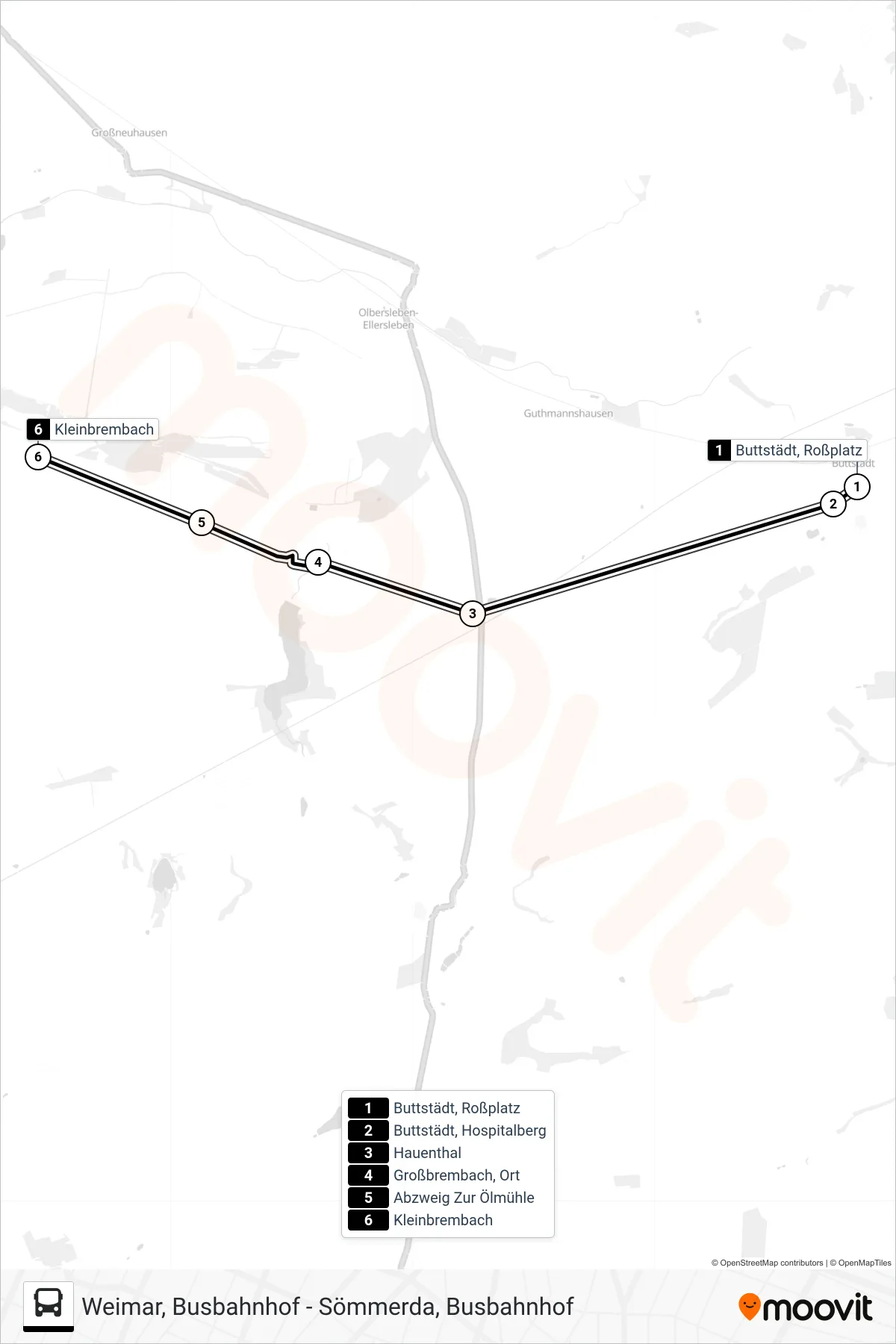 216 bus Line (Kleinbrembach) route and stops on a map