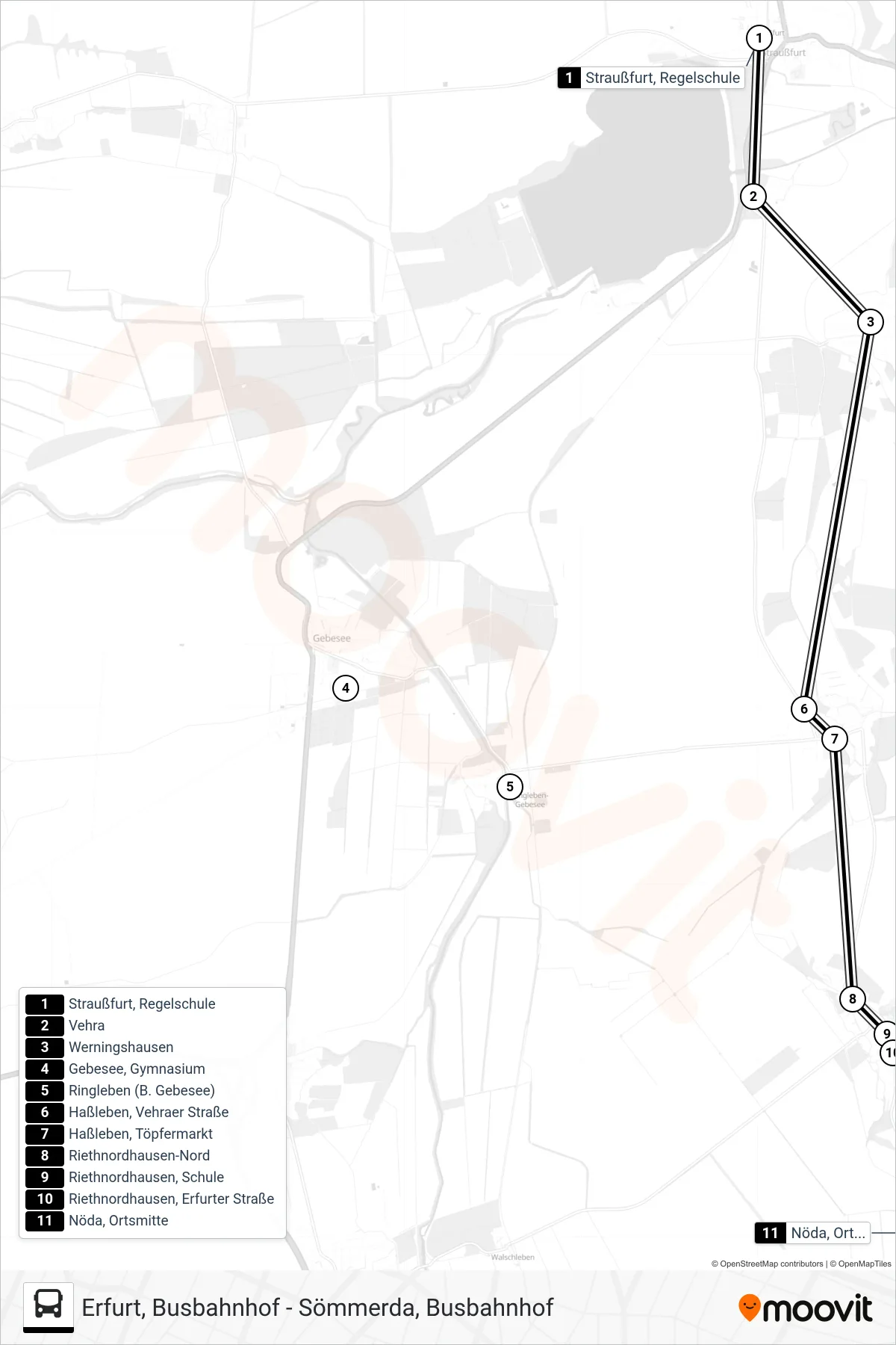 220 bus Line (Nöda, Ortsmitte) route and stops on a map