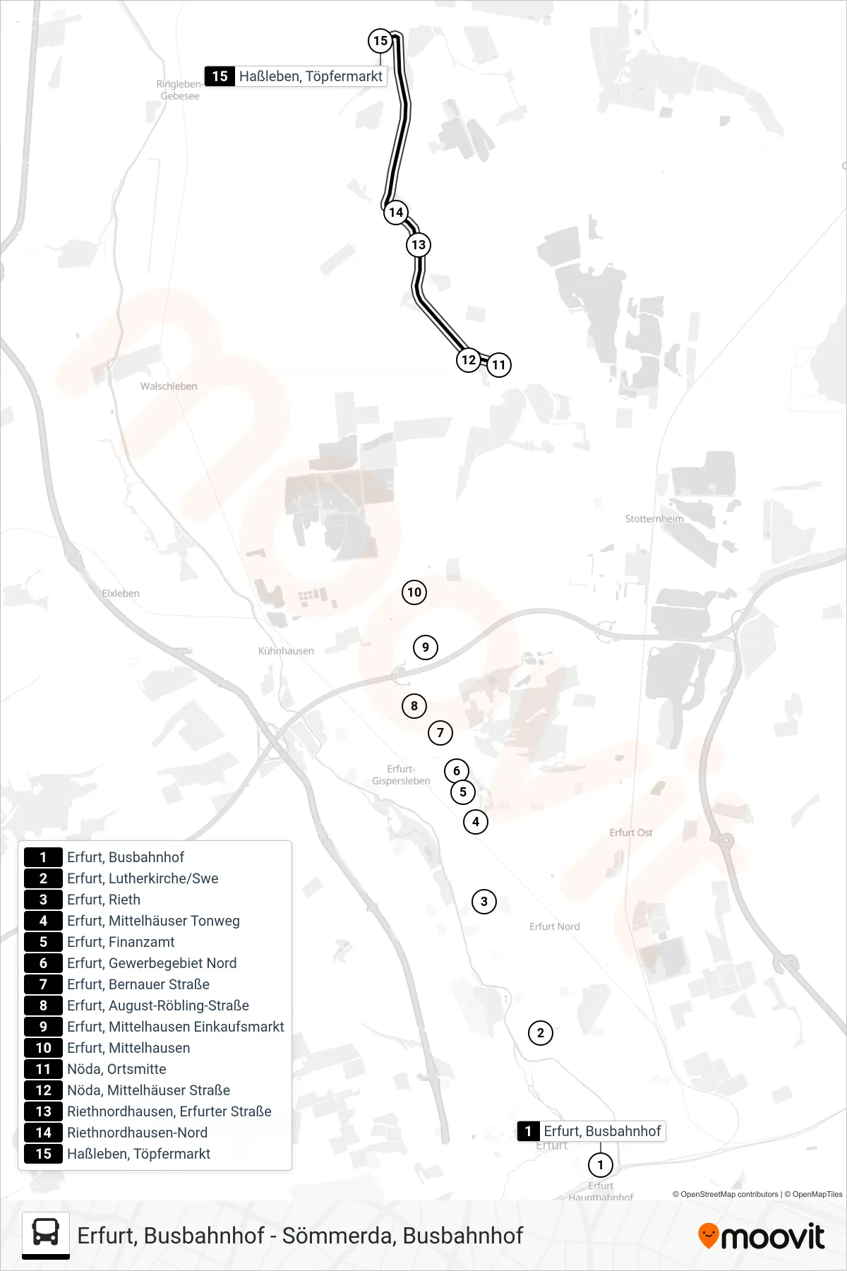 220 bus Line (Haßleben, Töpfermarkt) route and stops on a map