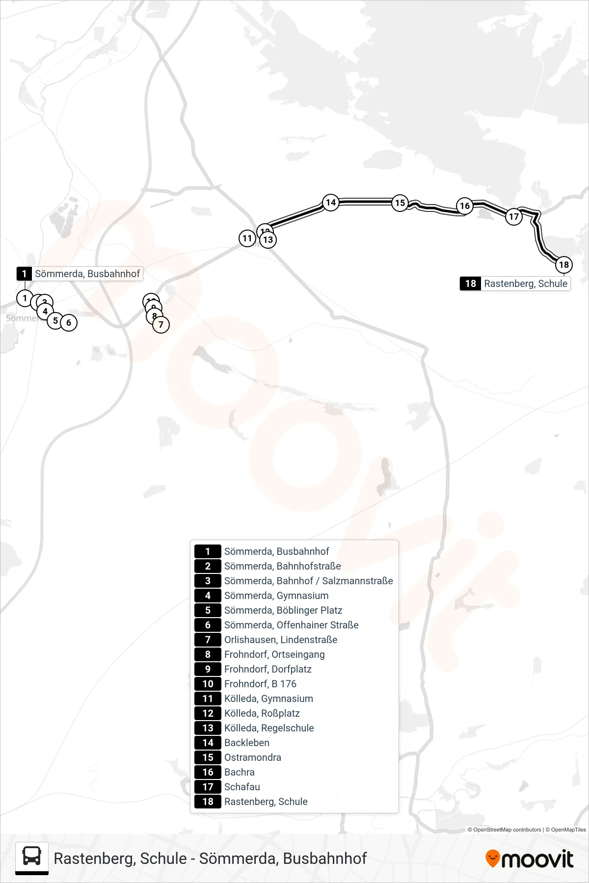242 bus Line (Rastenberg, Schule) route and stops on a map