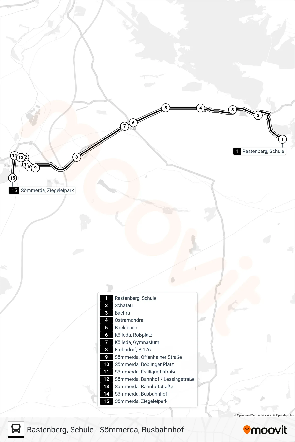 242 bus Line (Sömmerda, Ziegeleipark) route and stops on a map
