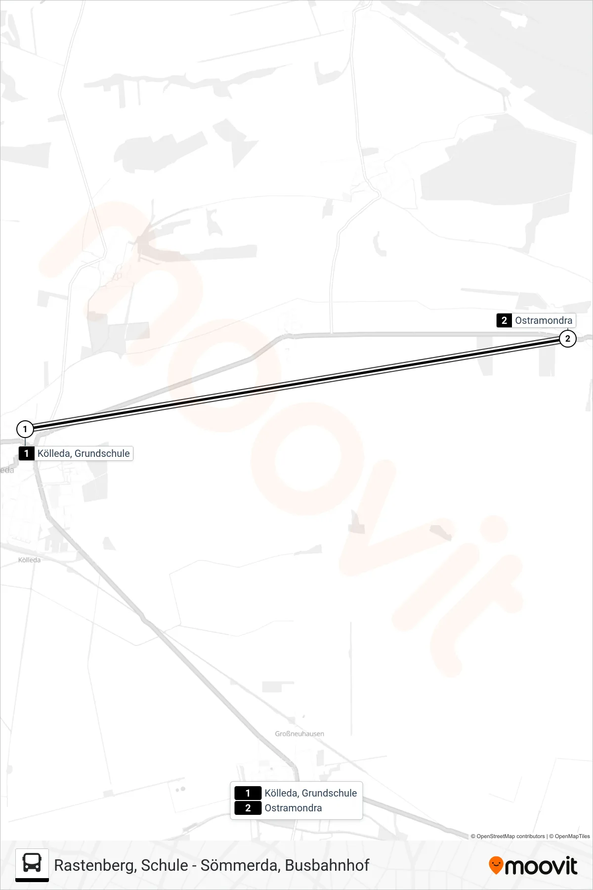 242 bus Line (Ostramondra) route and stops on a map