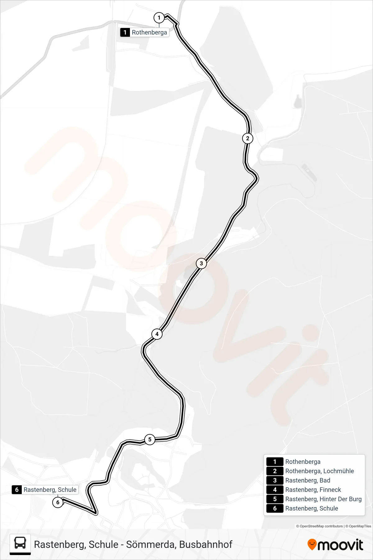 242 bus Line (Rastenberg, Schule) route and stops on a map
