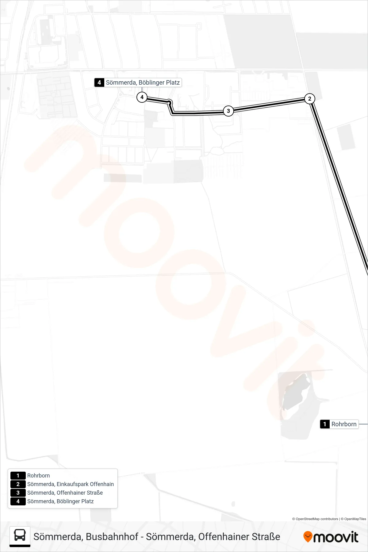 243 bus Line (Sömmerda, Böblinger Platz) route and stops on a map
