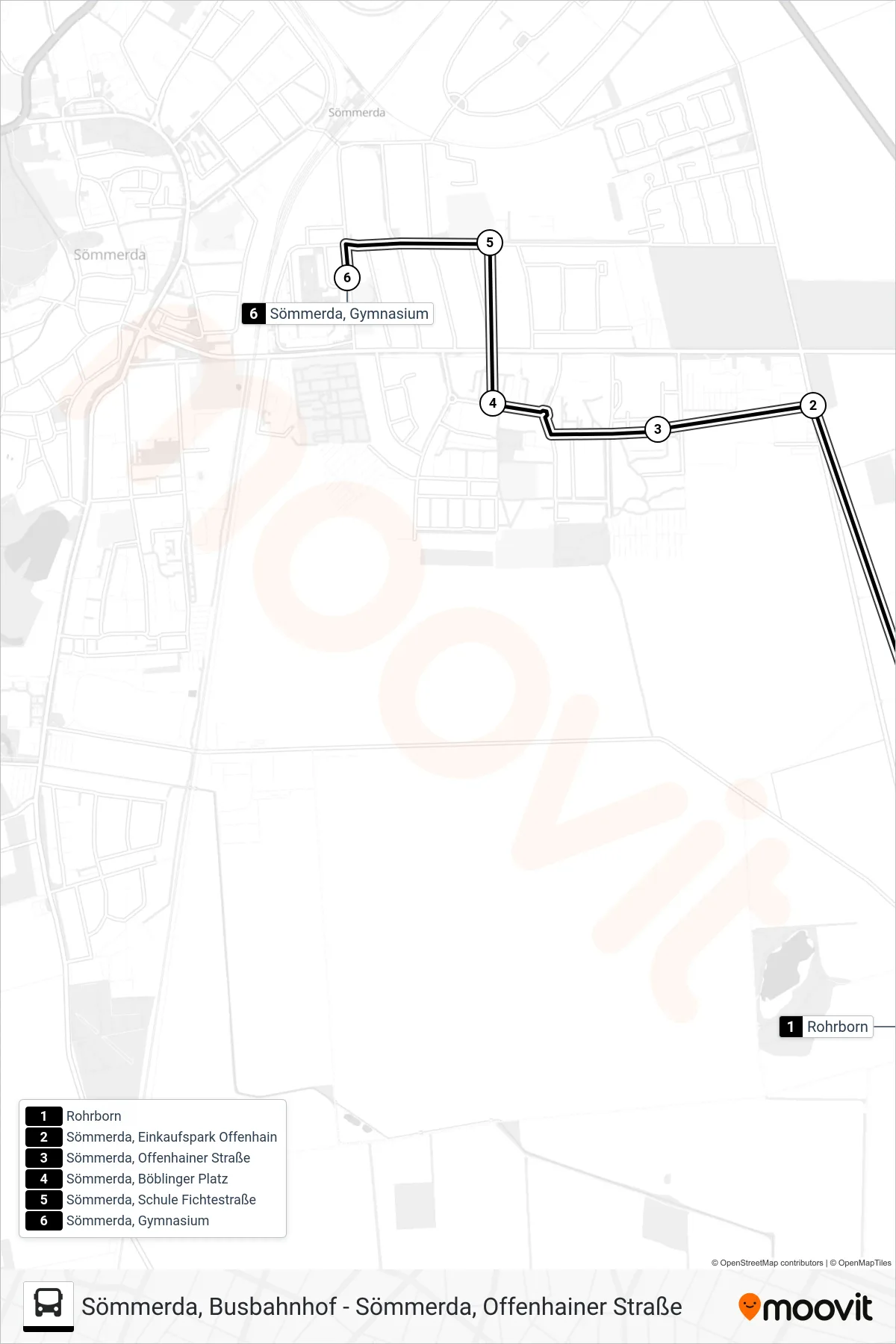243 bus Line (Sömmerda, Gymnasium) route and stops on a map
