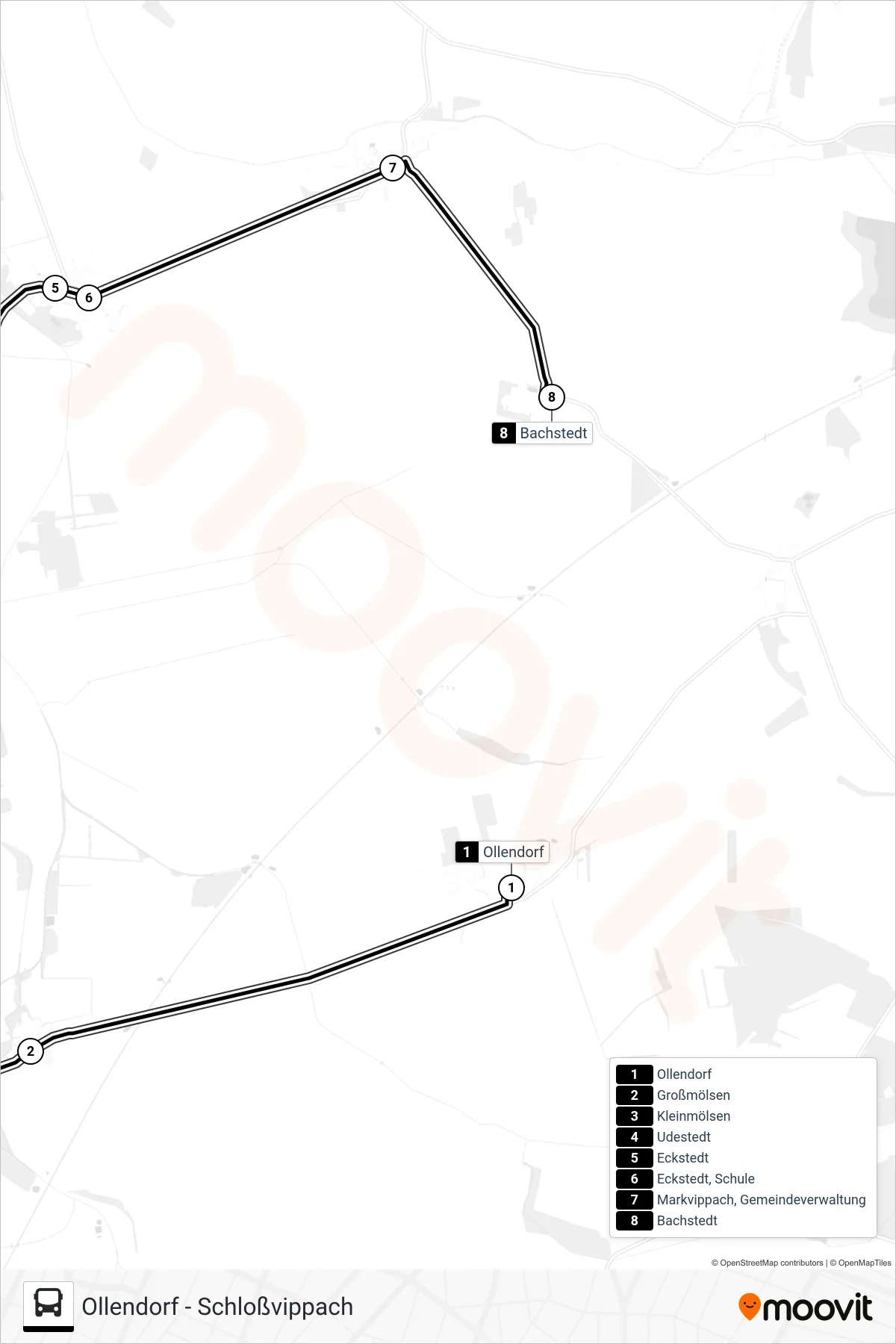 270 bus Line (Bachstedt) route and stops on a map
