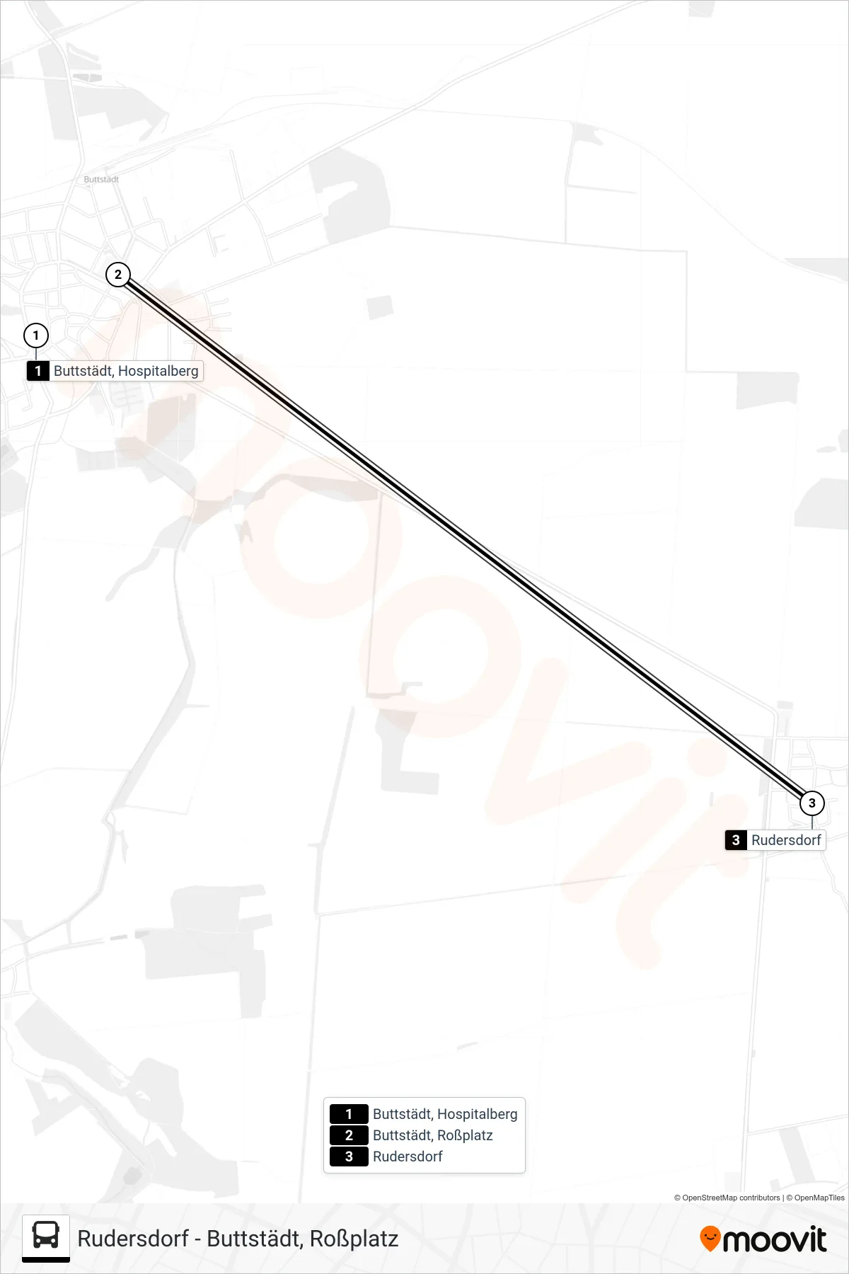 276 bus Line (Rudersdorf) route and stops on a map