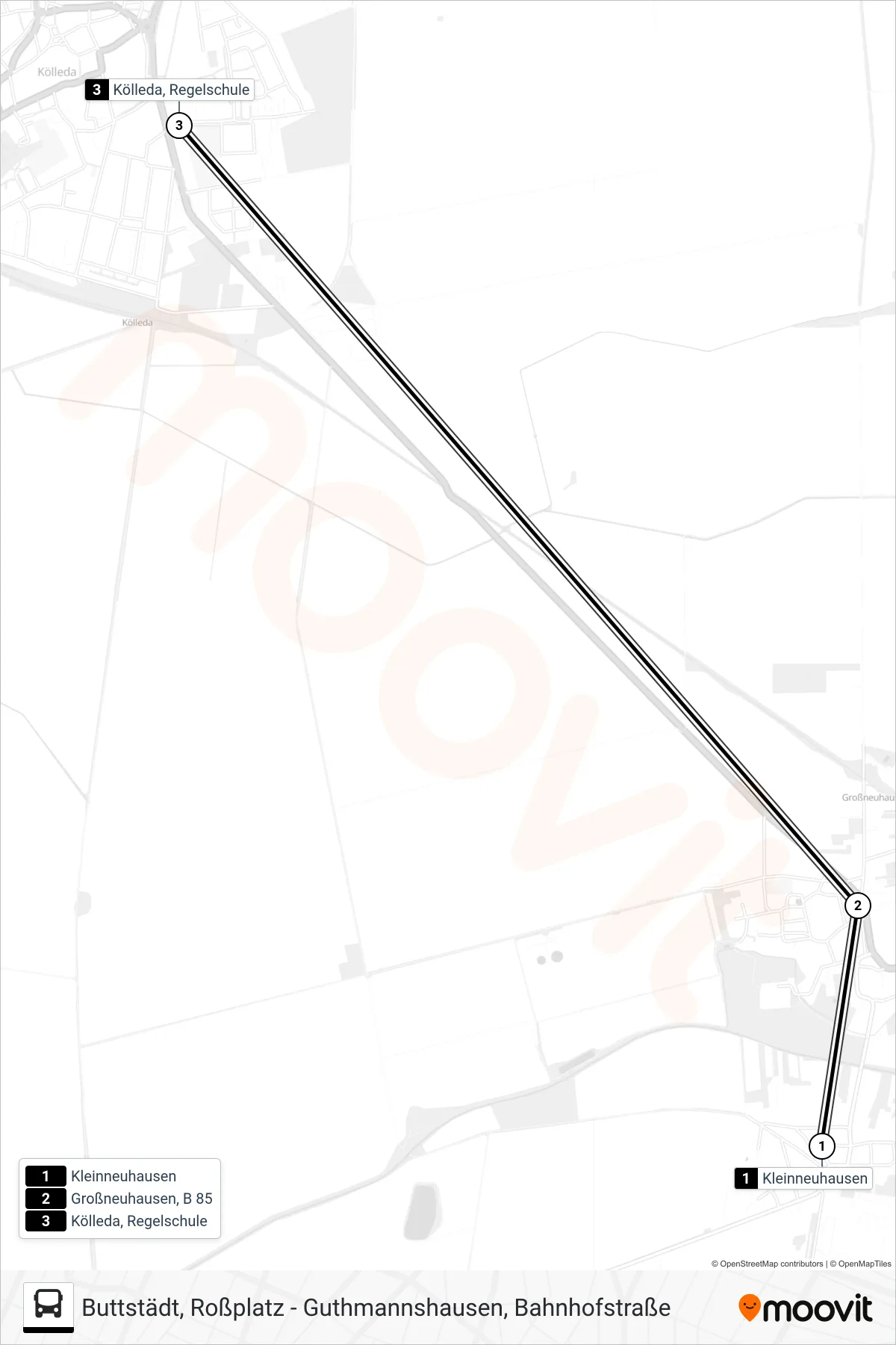 277 bus Line (Kölleda, Regelschule) route and stops on a map