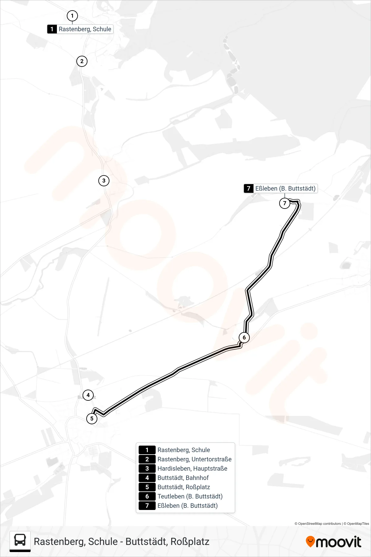 Linie 278 (Bus) Richtung Eßleben (B. Buttstädt): Route und Haltestellen auf der Karte