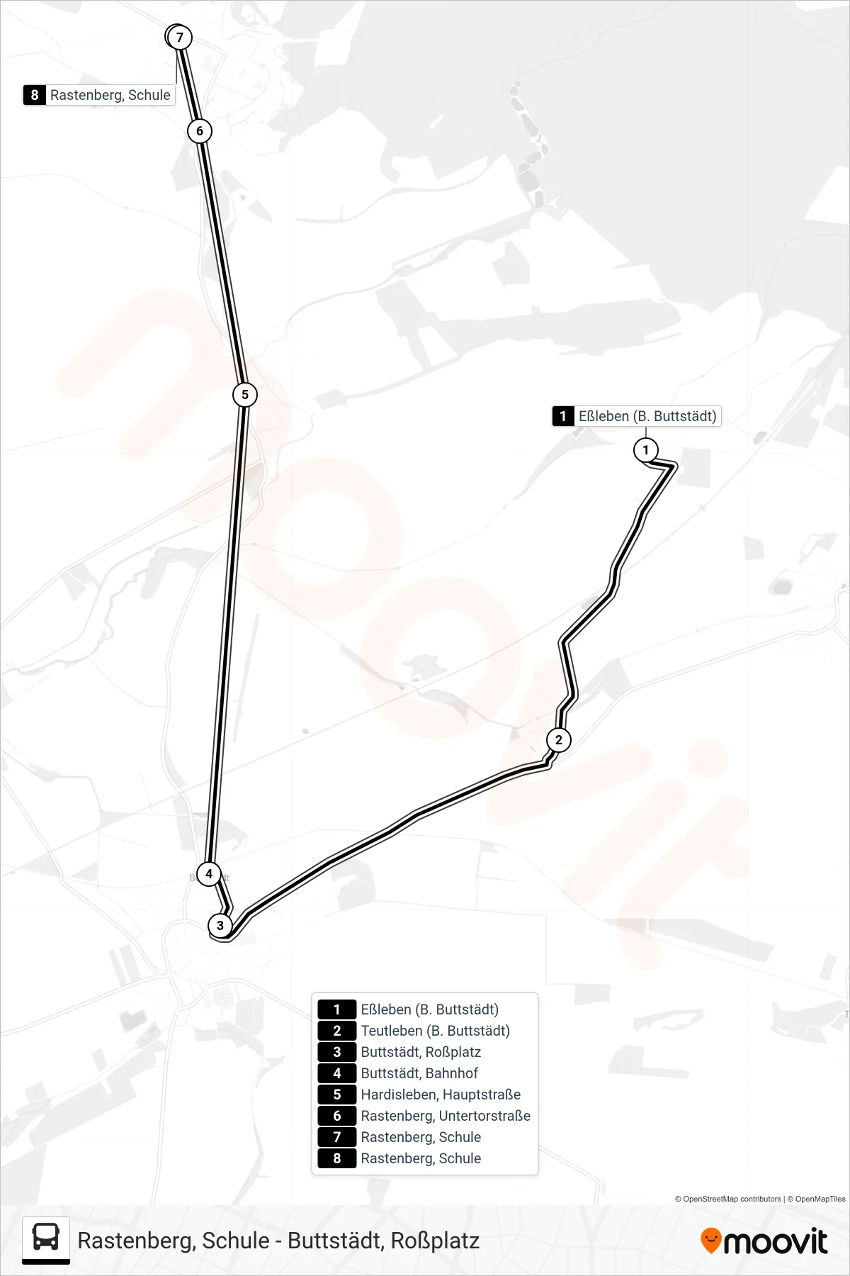 278 bus Line (Rastenberg, Schule) route and stops on a map