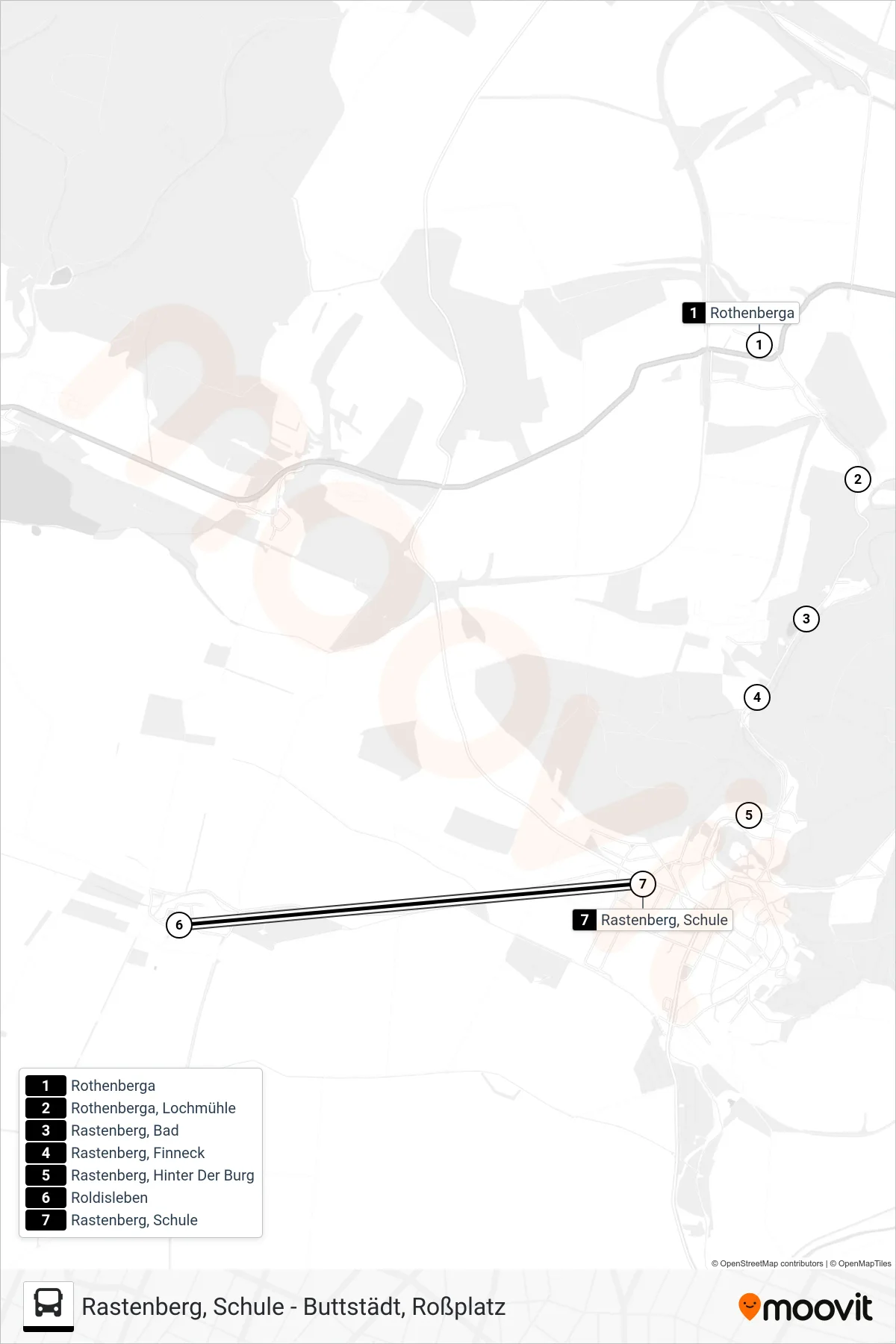 278 bus Line (Rastenberg, Schule) route and stops on a map