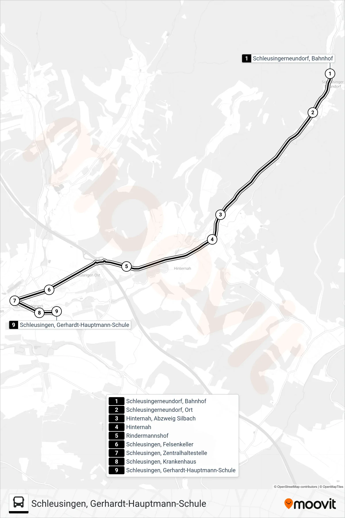 Linie 202 (Bus) Richtung Schleusingen, Gerhardt-Hauptmann-Schule: Route und Haltestellen auf der Karte