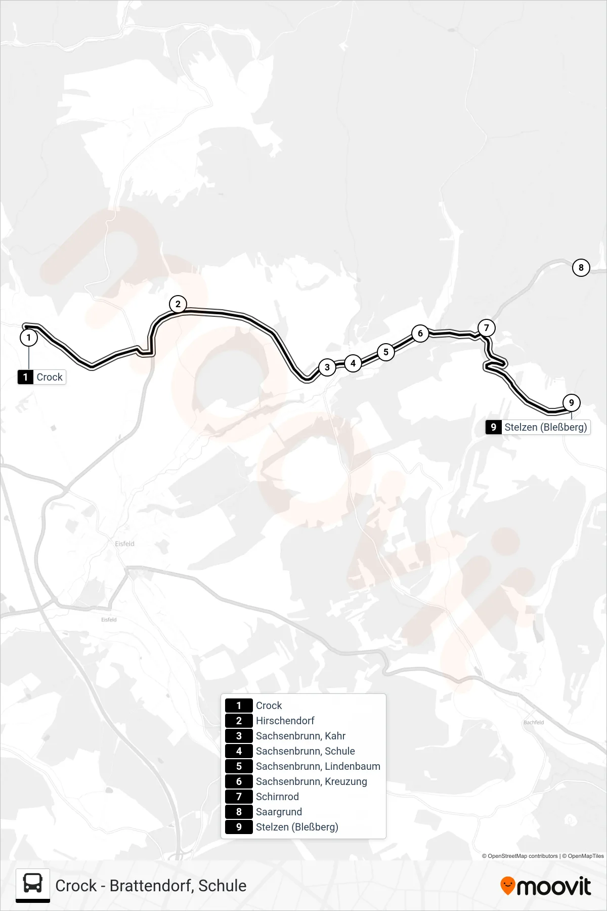 268 bus Line (Stelzen (Bleßberg)) route and stops on a map
