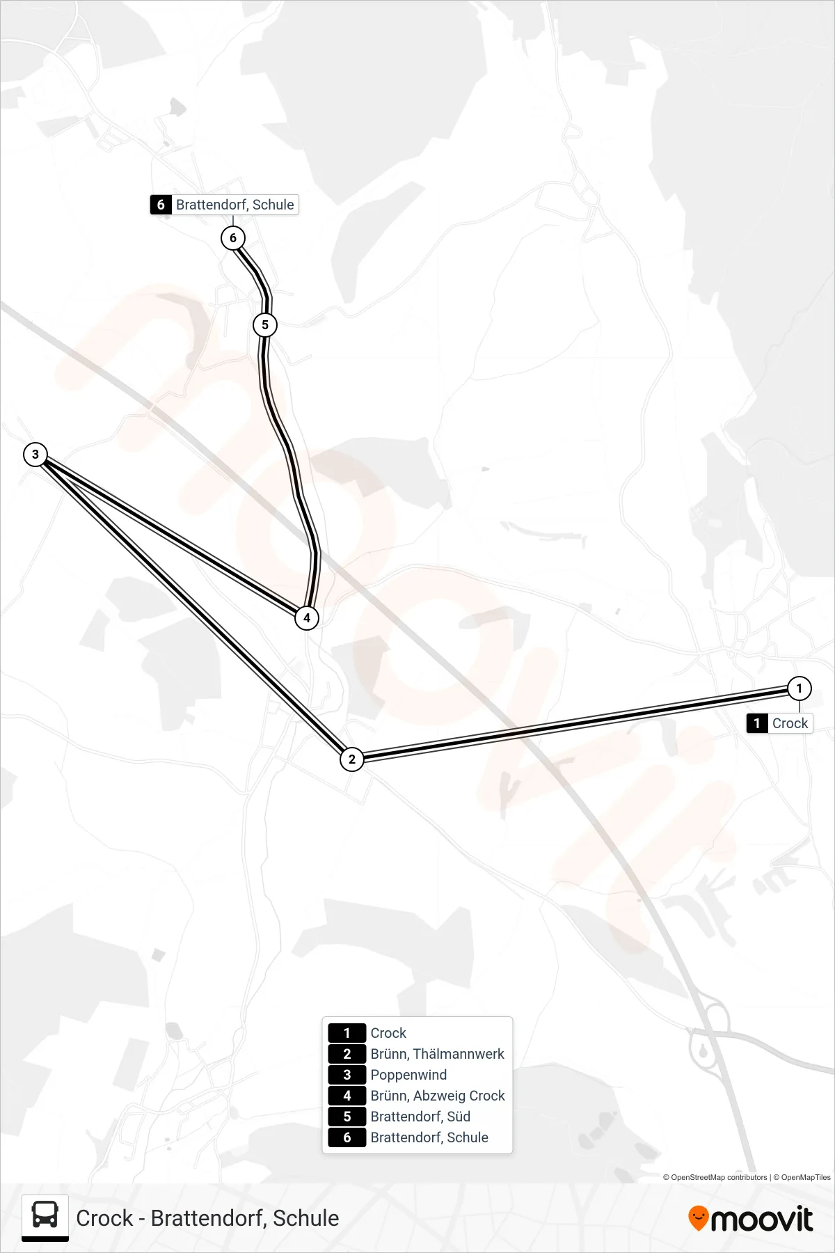 268 bus Line (Brattendorf, Schule) route and stops on a map