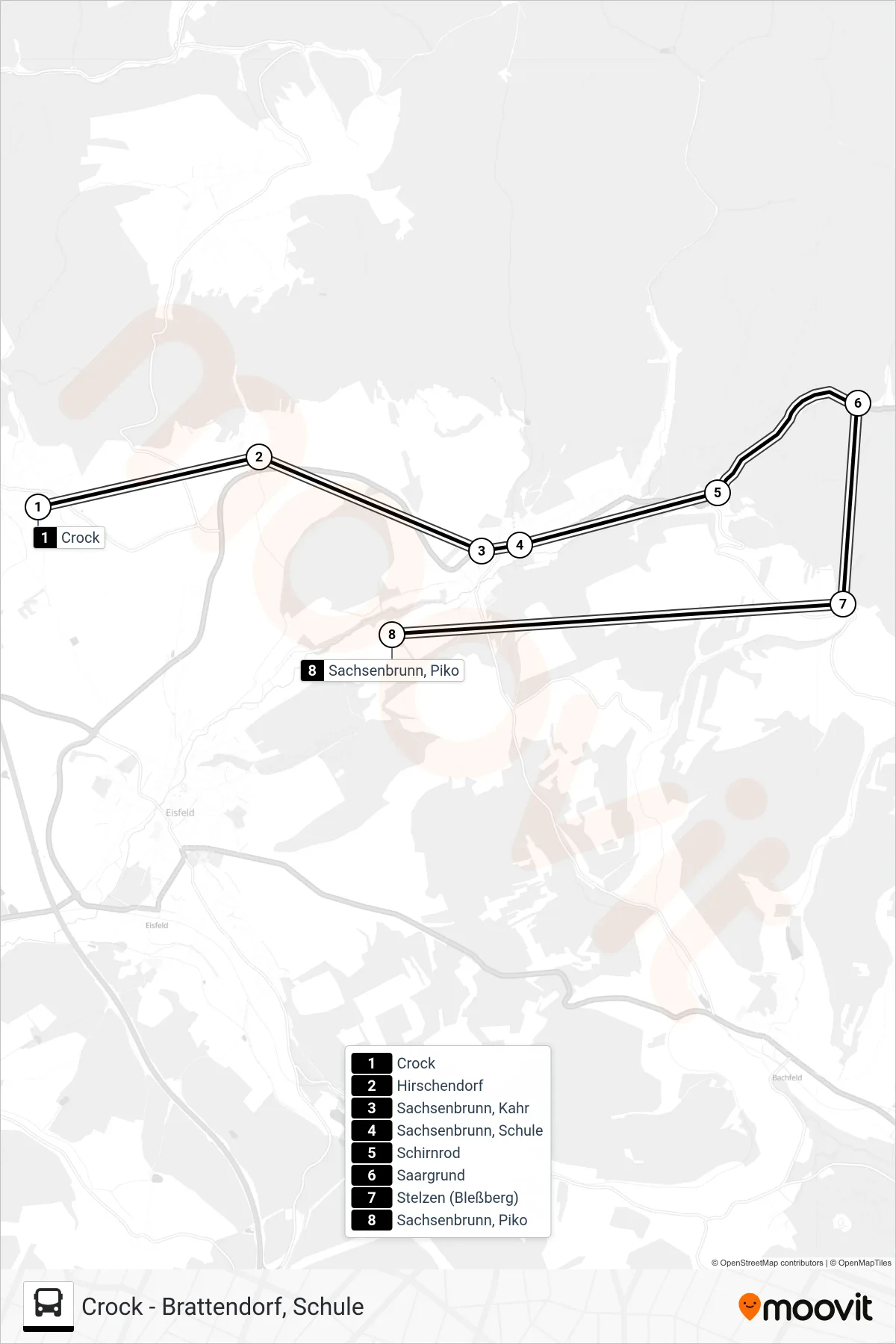 268 bus Line (Sachsenbrunn, Piko) route and stops on a map
