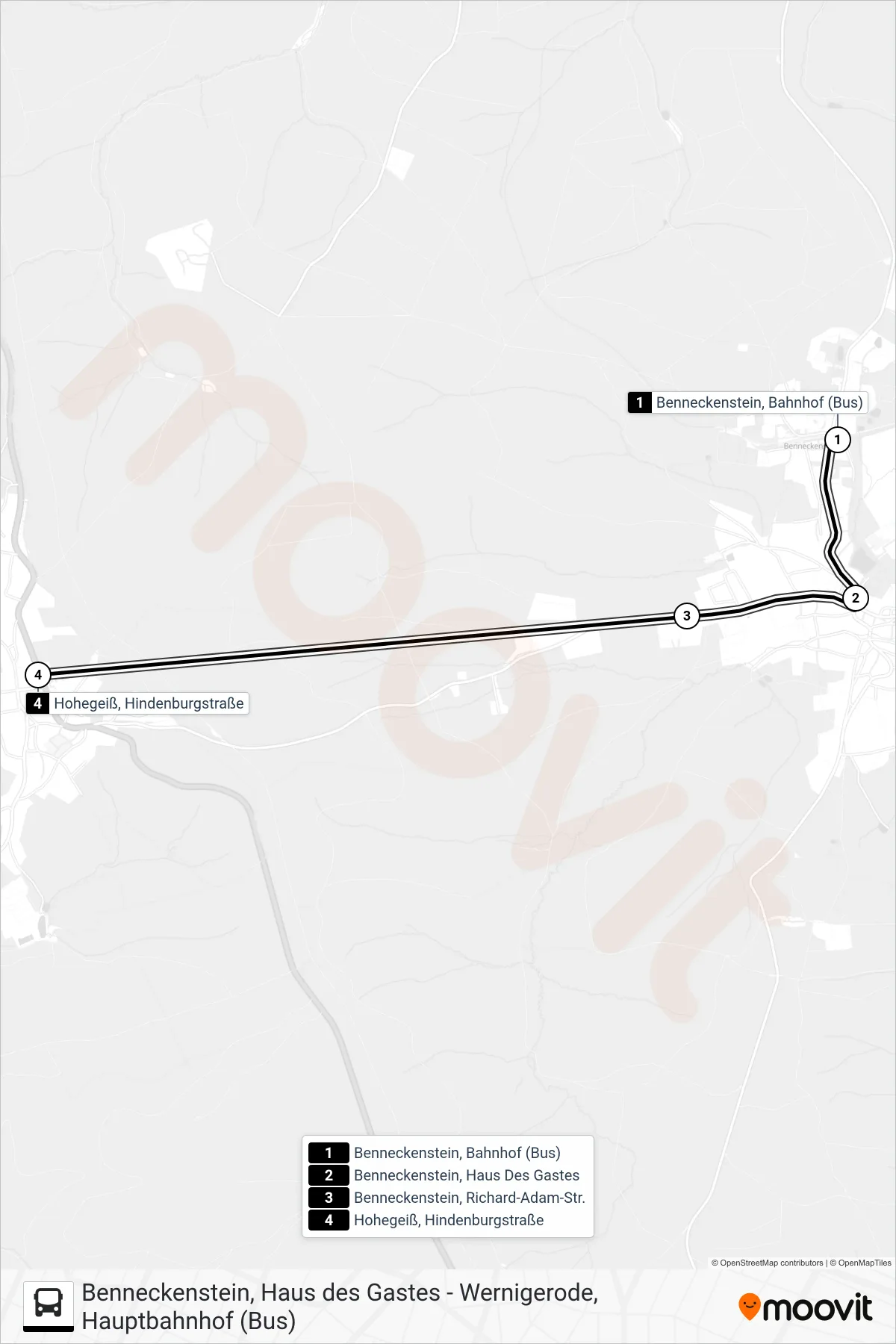 265 bus Line (Hohegeiß, Hindenburgstraße) route and stops on a map