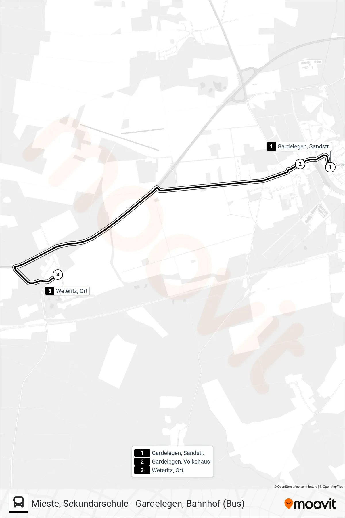 710 bus Line (Weteritz) route and stops on a map