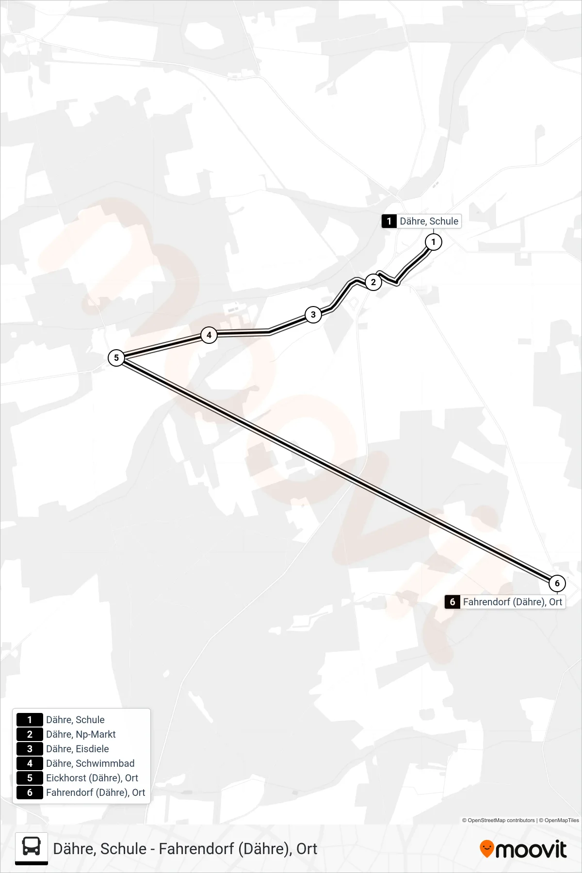 910 bus Line (Fahrendorf) route and stops on a map