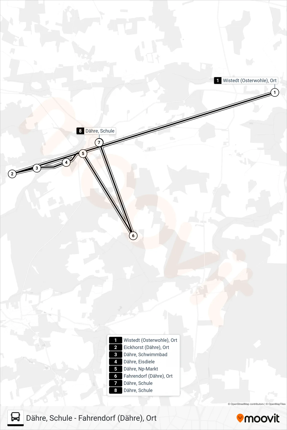 910 bus Line (Dähre Schule) route and stops on a map