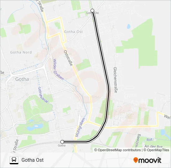 Автобус RE1: карта маршрута