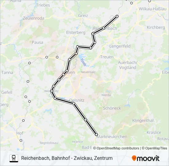 Bahnlinie RB2 Karte