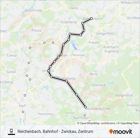 Bahnlinie RB2 Karte