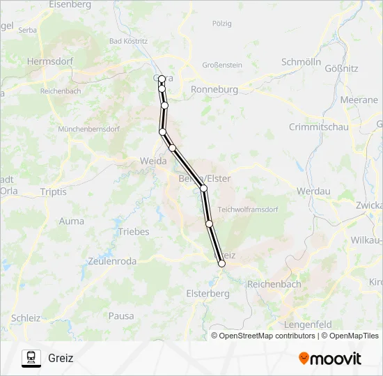 Поезд RB4: карта маршрута