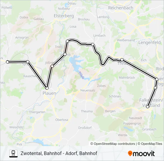 Поезд RB5: карта маршрута