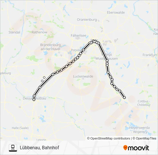 Поезд RE7: карта маршрута