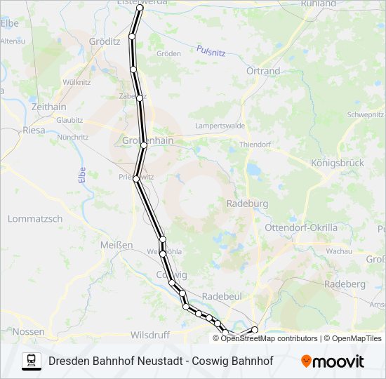 Поезд RB31: карта маршрута