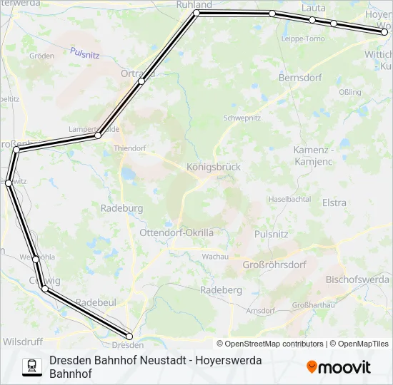 Поезд RE15: карта маршрута