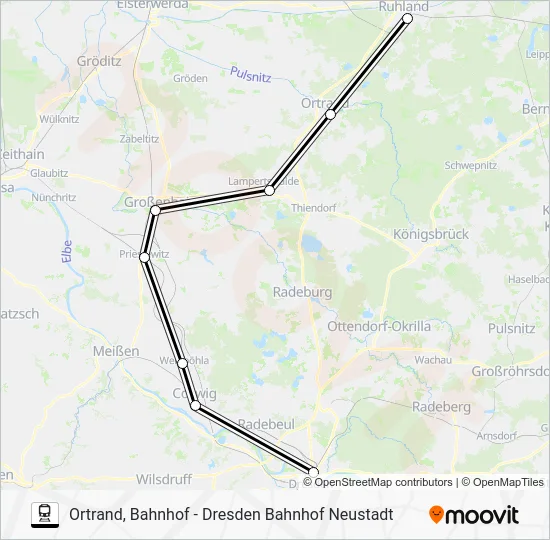 Поезд RE15: карта маршрута