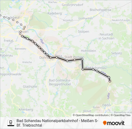 Поезд S1: карта маршрута