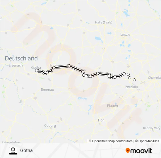 Поезд RE1: карта маршрута