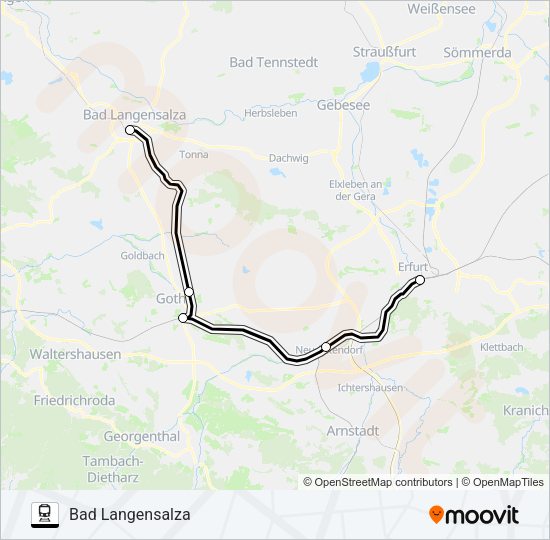 Поезд RE1: карта маршрута