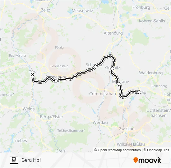 Поезд RE1: карта маршрута