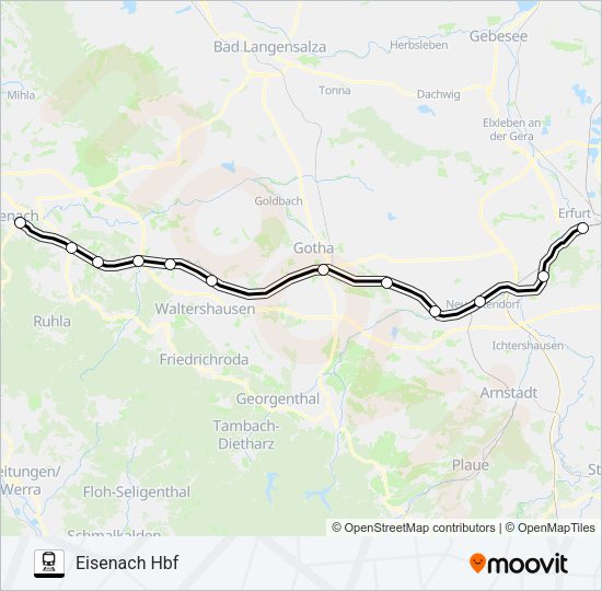 Поезд RE1: карта маршрута