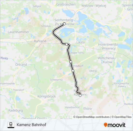 Поезд RB34: карта маршрута