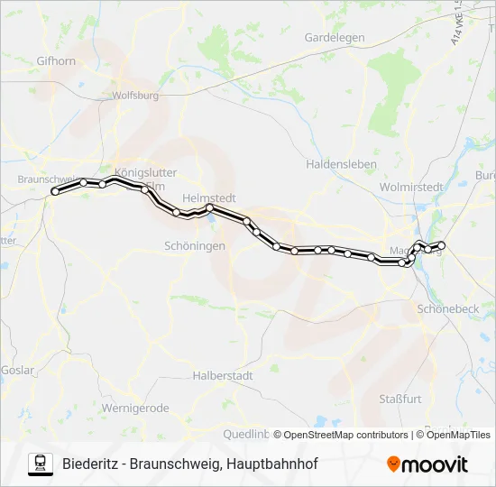 Поезд RB40: карта маршрута