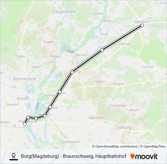 Поезд RB40: карта маршрута