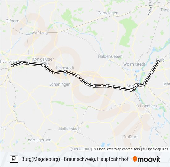 Поезд RB40: карта маршрута