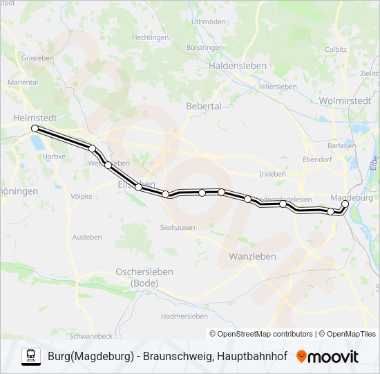 Поезд RB40: карта маршрута