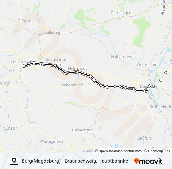 Поезд RB40: карта маршрута