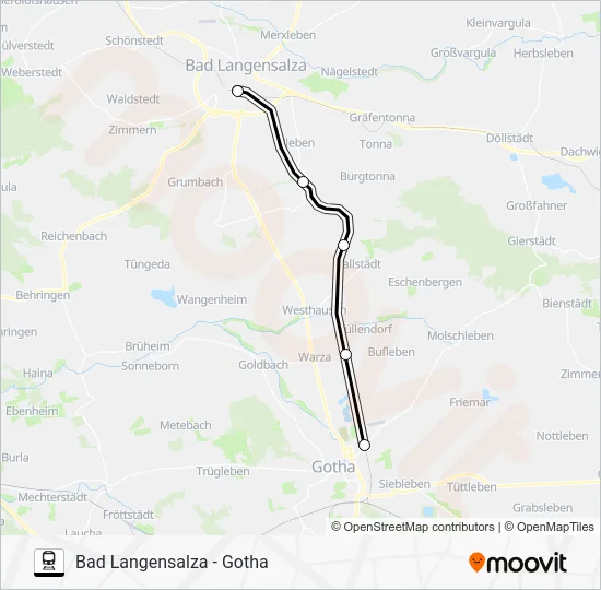 Поезд RB53: карта маршрута