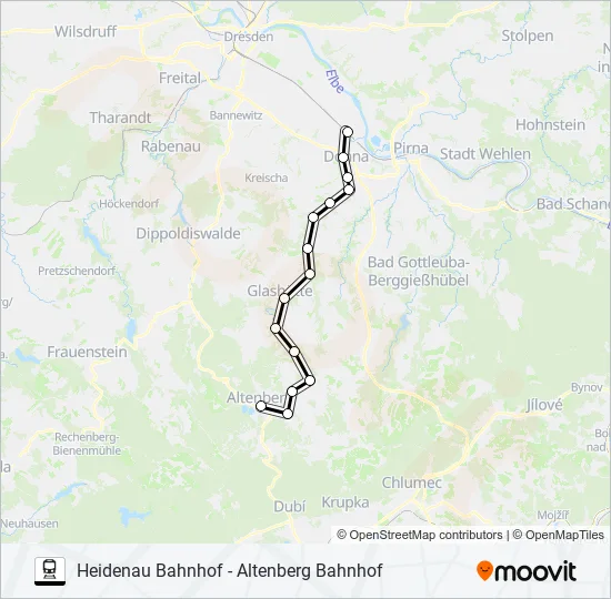 Поезд RB72: карта маршрута
