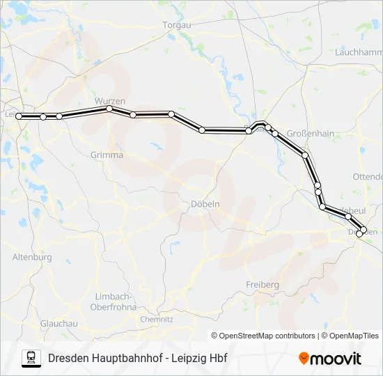 Поезд RE50: карта маршрута