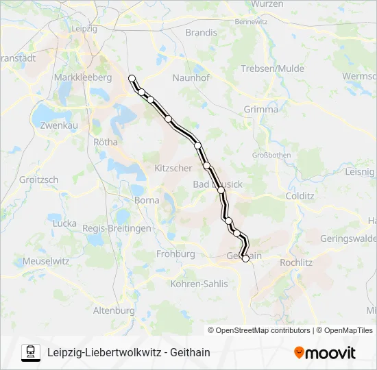 Поезд RB113: карта маршрута