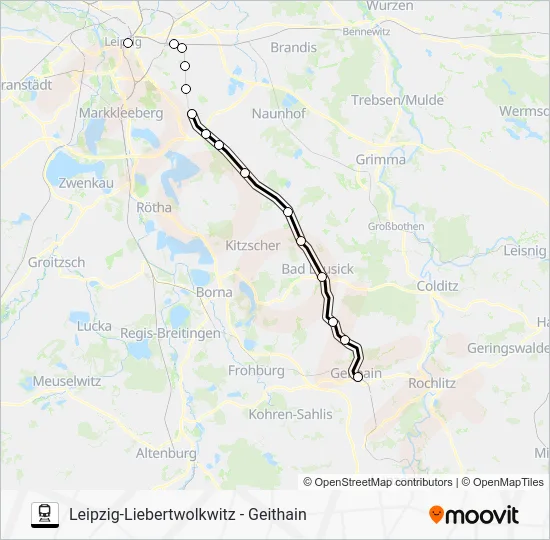 Поезд RB113: карта маршрута